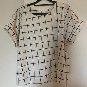 Mellóday Women's Patterned Zipper-Back Top, size Large